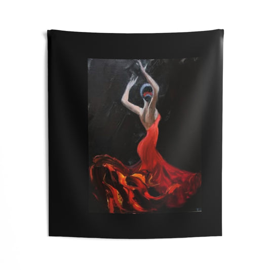 Elegant Flamenco Dance Wall Tapestry - Bold Red & Black Art for Home Decor