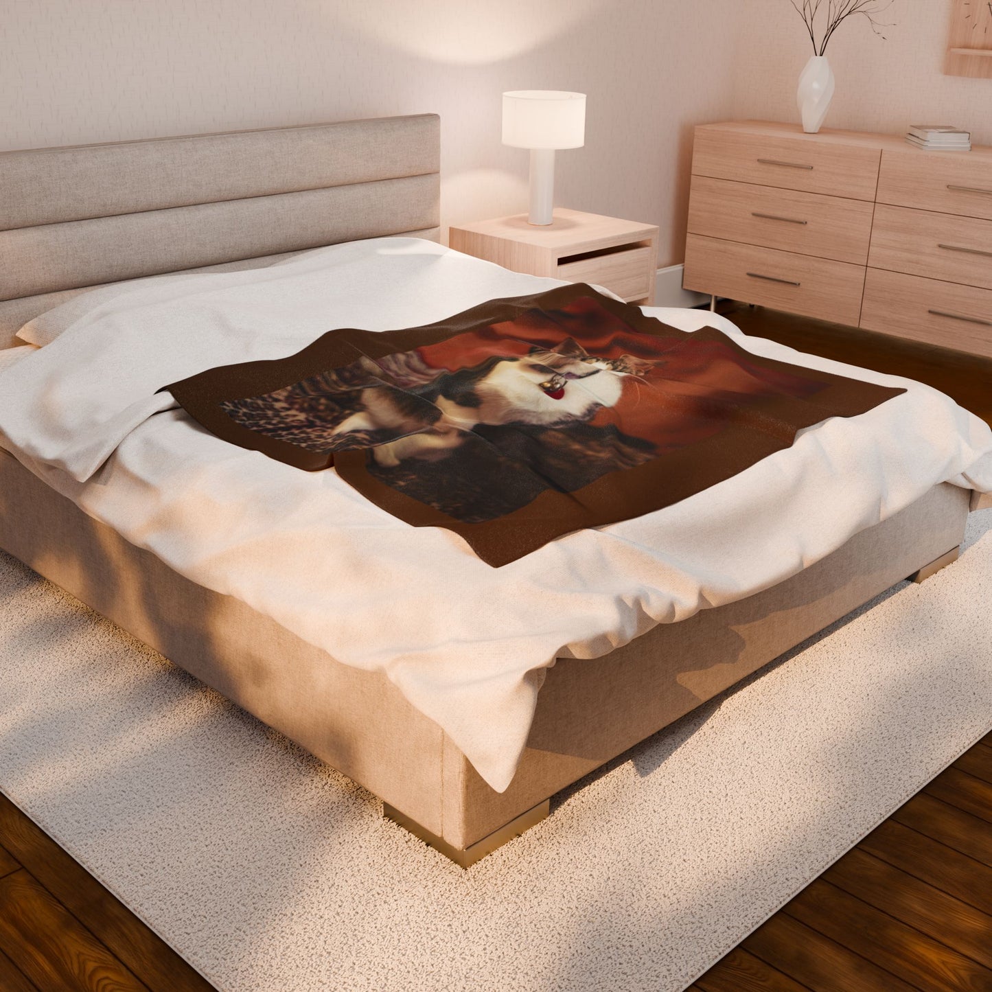 Cozy Cat Velveteen Plush Blanket - Perfect for Pet Lovers