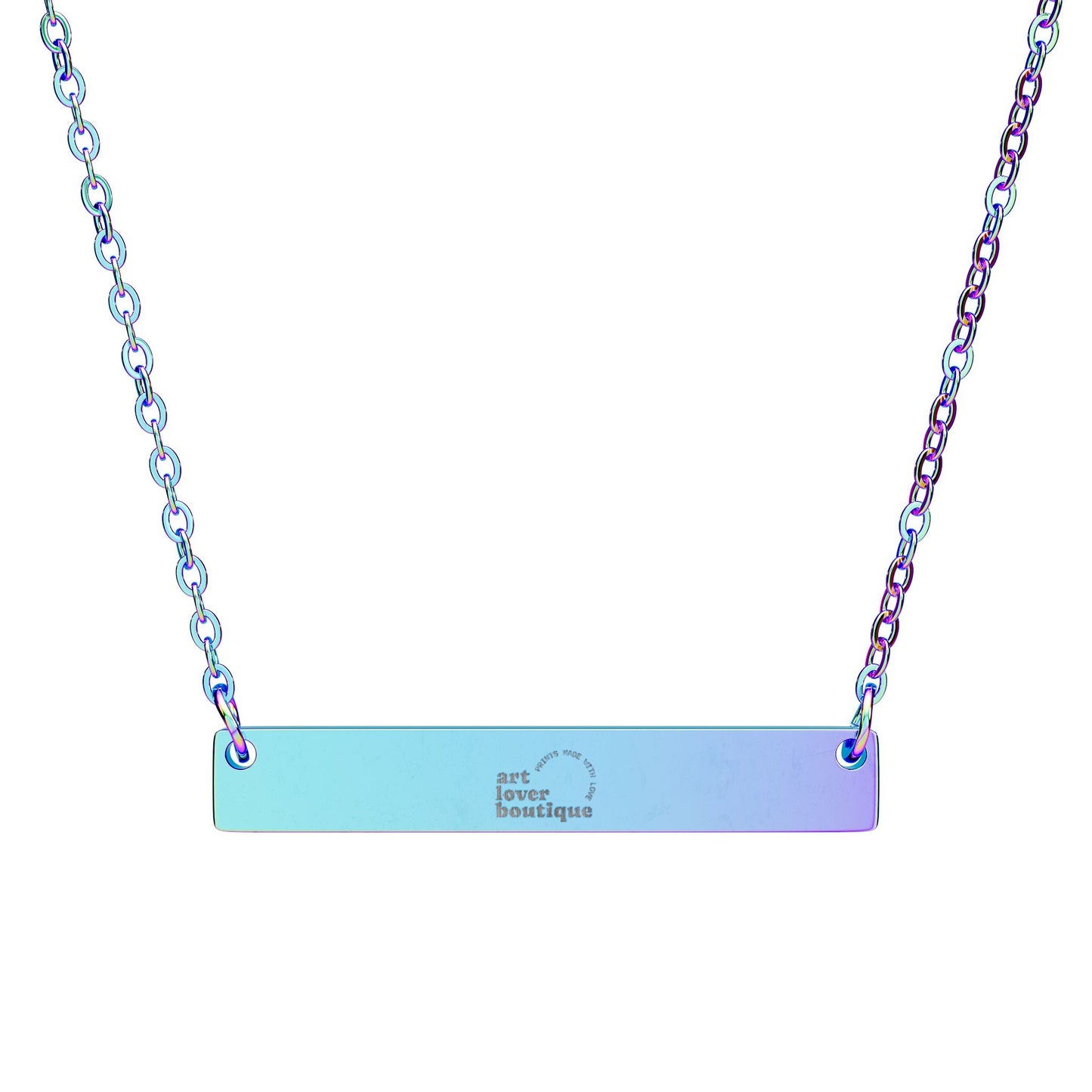 Engravable Horizontal Bar Necklace — Personalized Minimalist Nameplate (Silver or Rose Gold)