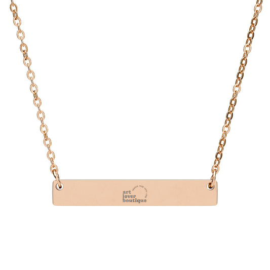 Engravable Horizontal Bar Necklace — Personalized Minimalist Nameplate (Silver or Rose Gold)