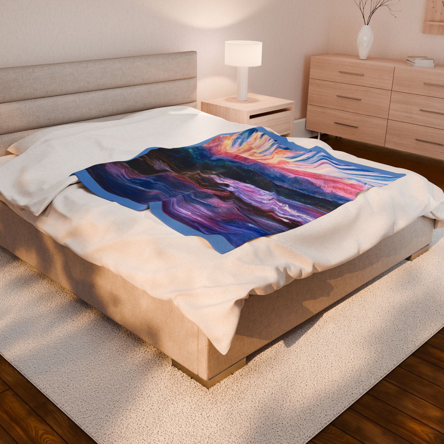 Artistic Velveteen Plush Blanket – Cozy Nature Scene for Relaxation and Gifting