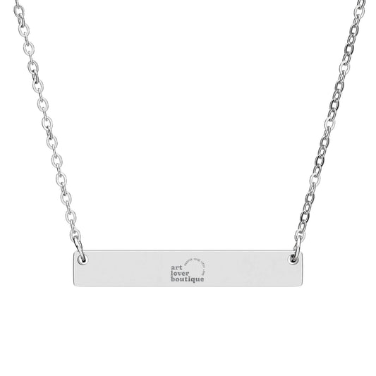 Engravable Horizontal Bar Necklace — Personalized Minimalist Nameplate (Silver or Rose Gold)