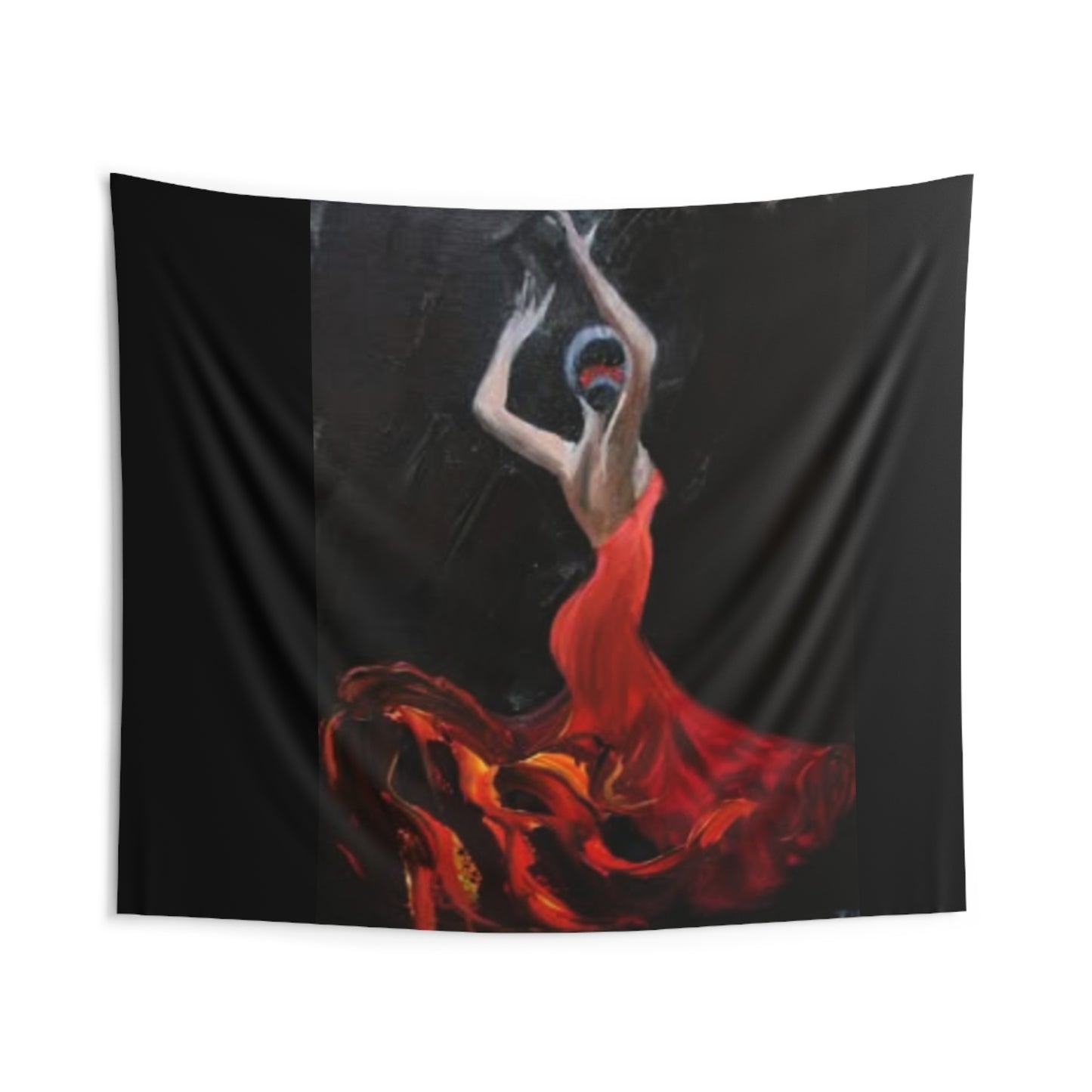 Elegant Flamenco Dance Wall Tapestry - Bold Red & Black Art for Home Decor