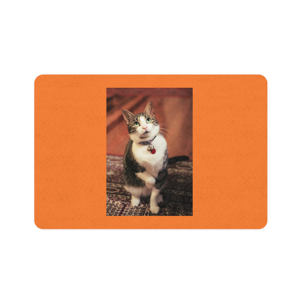 Personalized Cat Food Mat - 12x18 Durable Pet Feeding Mat with Cute Cat Design