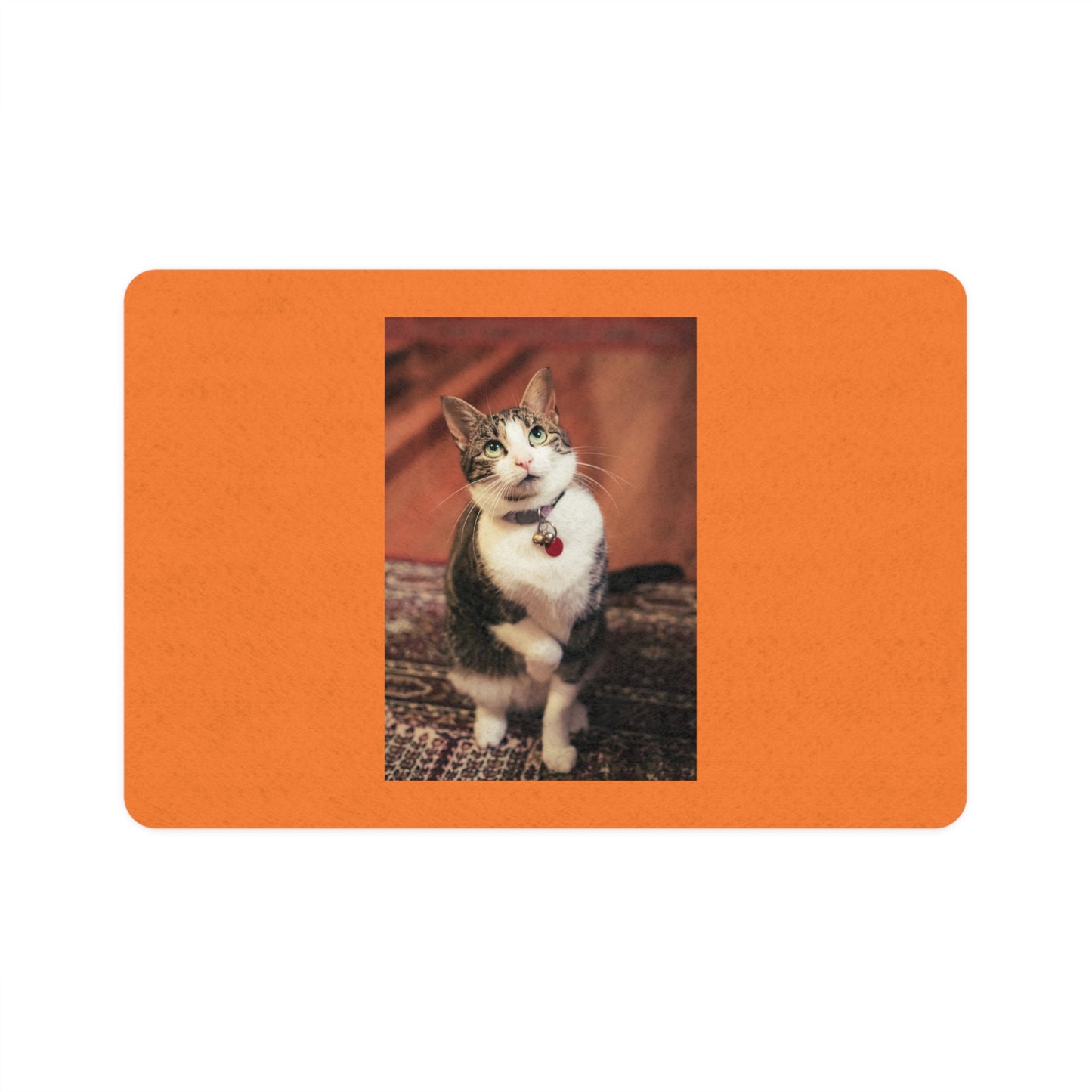 Personalized Cat Food Mat - 12x18 Durable Pet Feeding Mat with Cute Cat Design