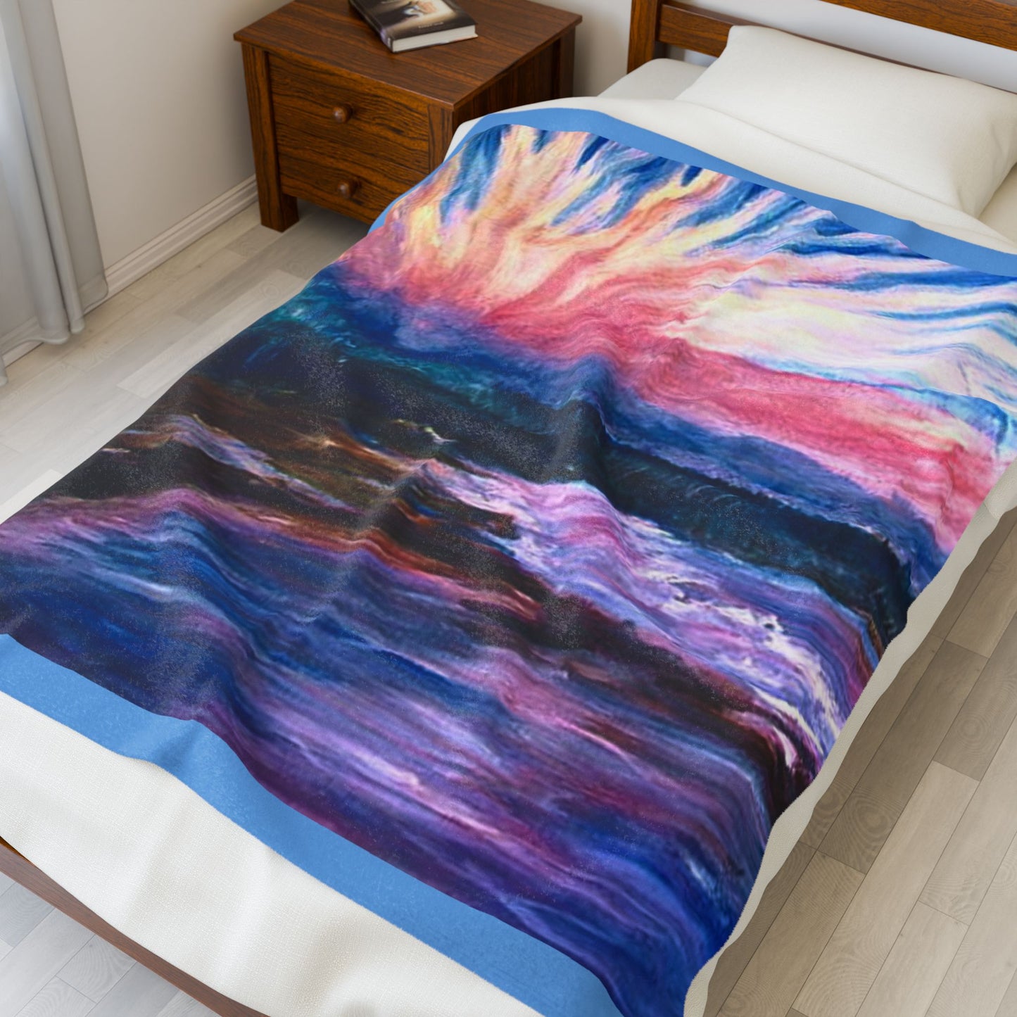 Artistic Velveteen Plush Blanket – Cozy Nature Scene for Relaxation and Gifting