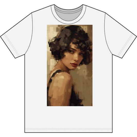Vintage Portrait Tee — Artful Painterly Woman Graphic T-Shirt