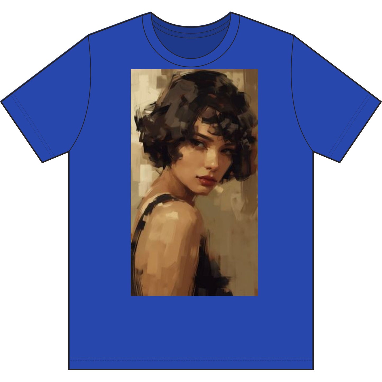 Vintage Portrait Tee — Artful Painterly Woman Graphic T-Shirt