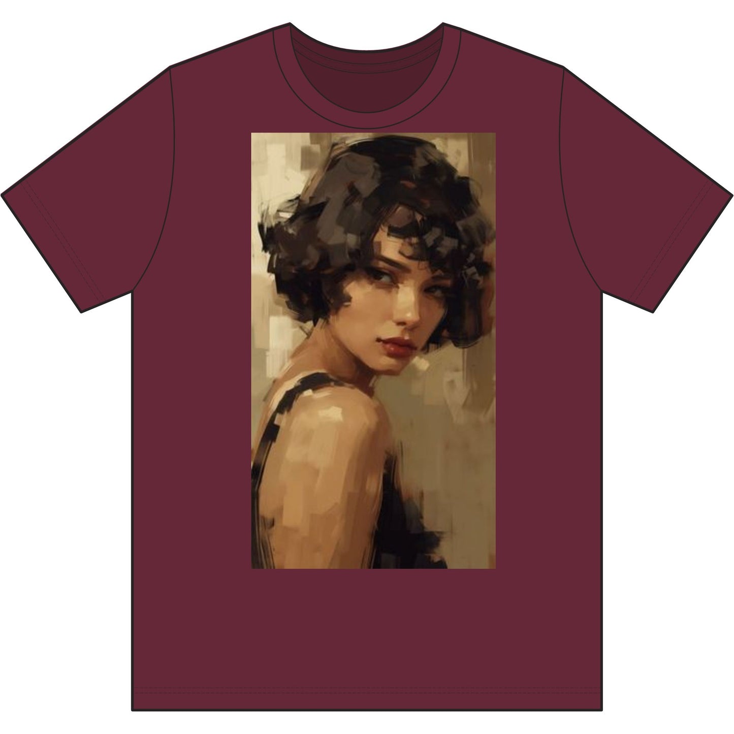 Vintage Portrait Tee — Artful Painterly Woman Graphic T-Shirt