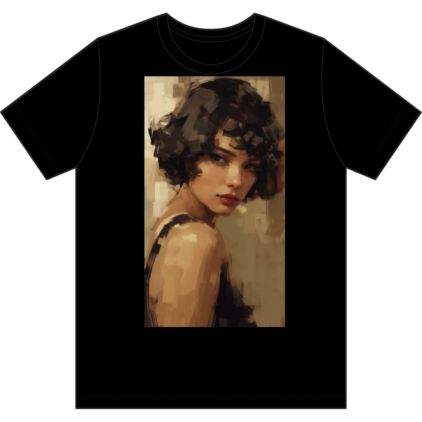Vintage Portrait Tee — Artful Painterly Woman Graphic T-Shirt
