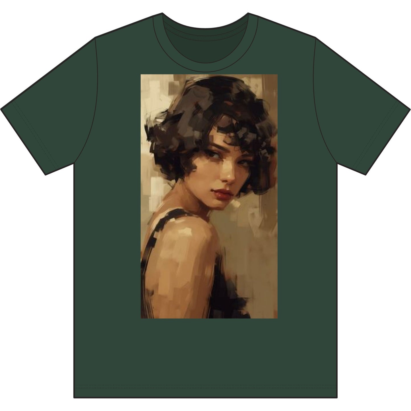 Vintage Portrait Tee — Artful Painterly Woman Graphic T-Shirt