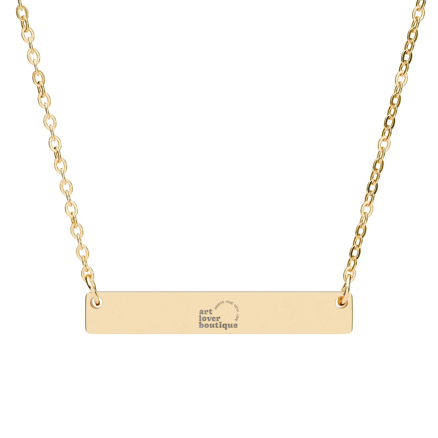 Engravable Horizontal Bar Necklace — Personalized Minimalist Nameplate (Silver or Rose Gold)