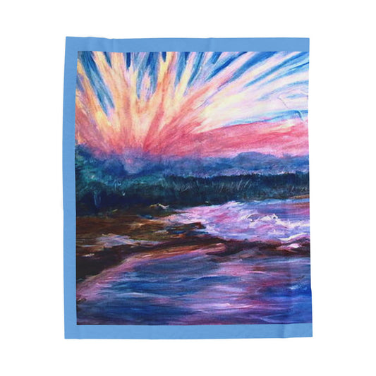 Artistic Velveteen Plush Blanket – Cozy Nature Scene for Relaxation and Gifting