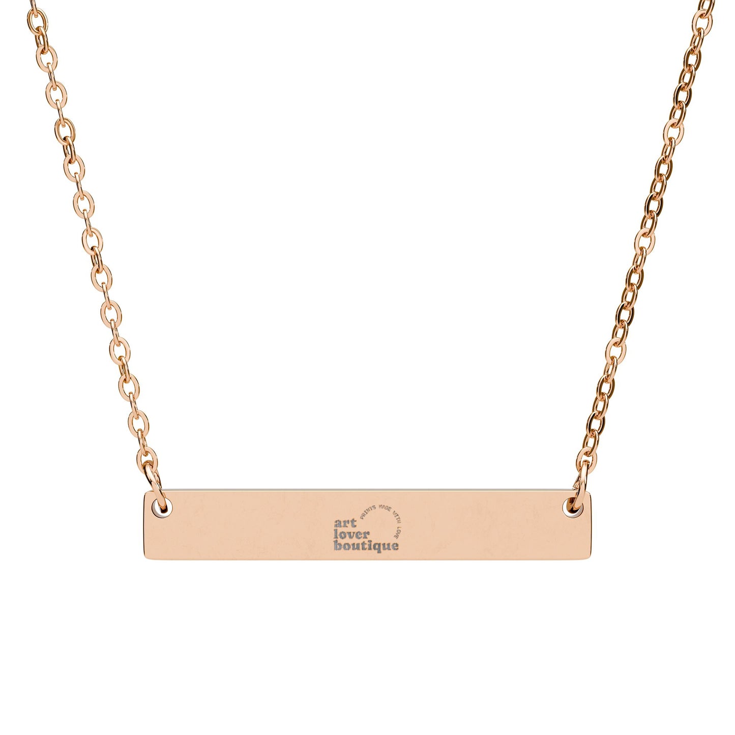 Engravable Horizontal Bar Necklace — Personalized Minimalist Nameplate (Silver or Rose Gold)