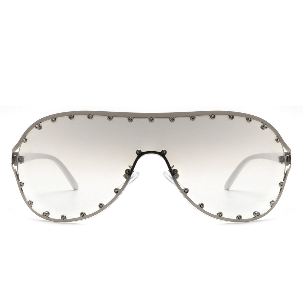Evanesce - Oversized Aviator Rhinestone Design Women's Sunglasses
