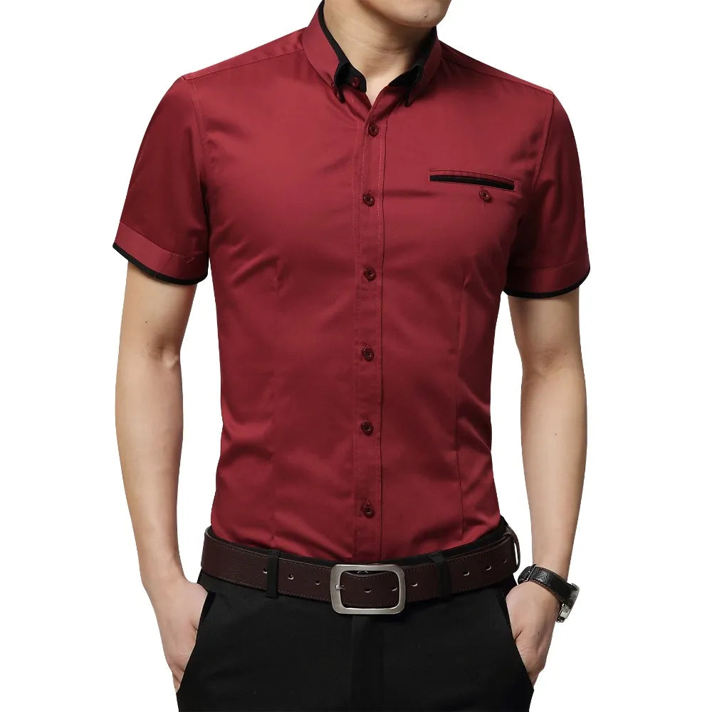 2025 New Arrival Brand Men's Summer Business Shirt Short Sleeves Turn-Down Collar Tuxedo Shirt Shirt Men Shirts Big Size 5XL