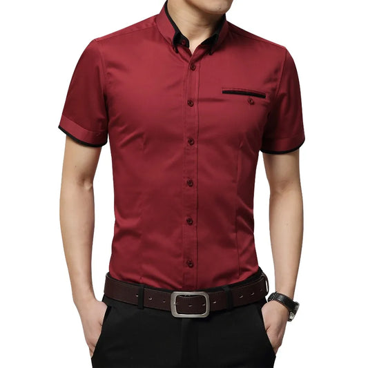 2025 New Arrival Brand Men's Summer Business Shirt Short Sleeves Turn-Down Collar Tuxedo Shirt Shirt Men Shirts Big Size 5XL