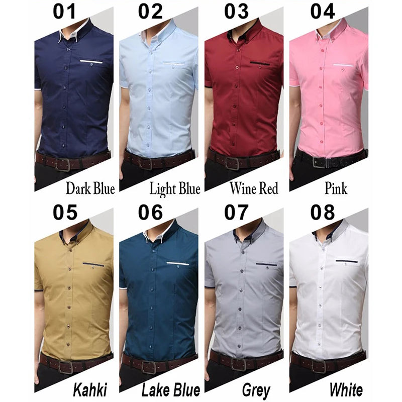 2025 New Arrival Brand Men's Summer Business Shirt Short Sleeves Turn-Down Collar Tuxedo Shirt Shirt Men Shirts Big Size 5XL