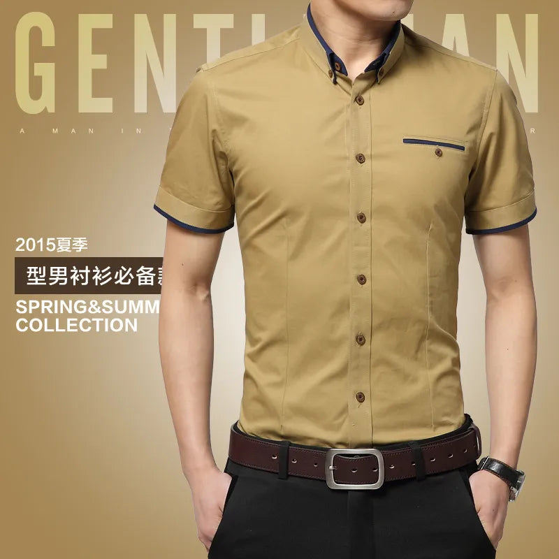 2025 New Arrival Brand Men's Summer Business Shirt Short Sleeves Turn-Down Collar Tuxedo Shirt Shirt Men Shirts Big Size 5XL
