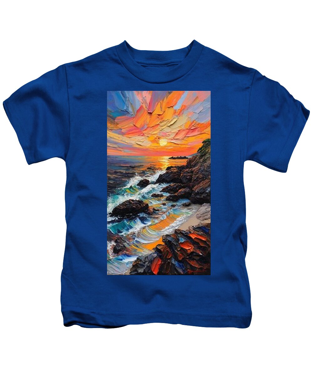 Sun Glow on a Rocky Shore - Kids T-Shirt