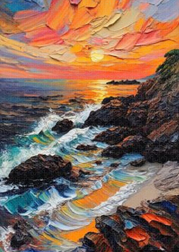 Sun Glow on a Rocky Shore - Puzzle