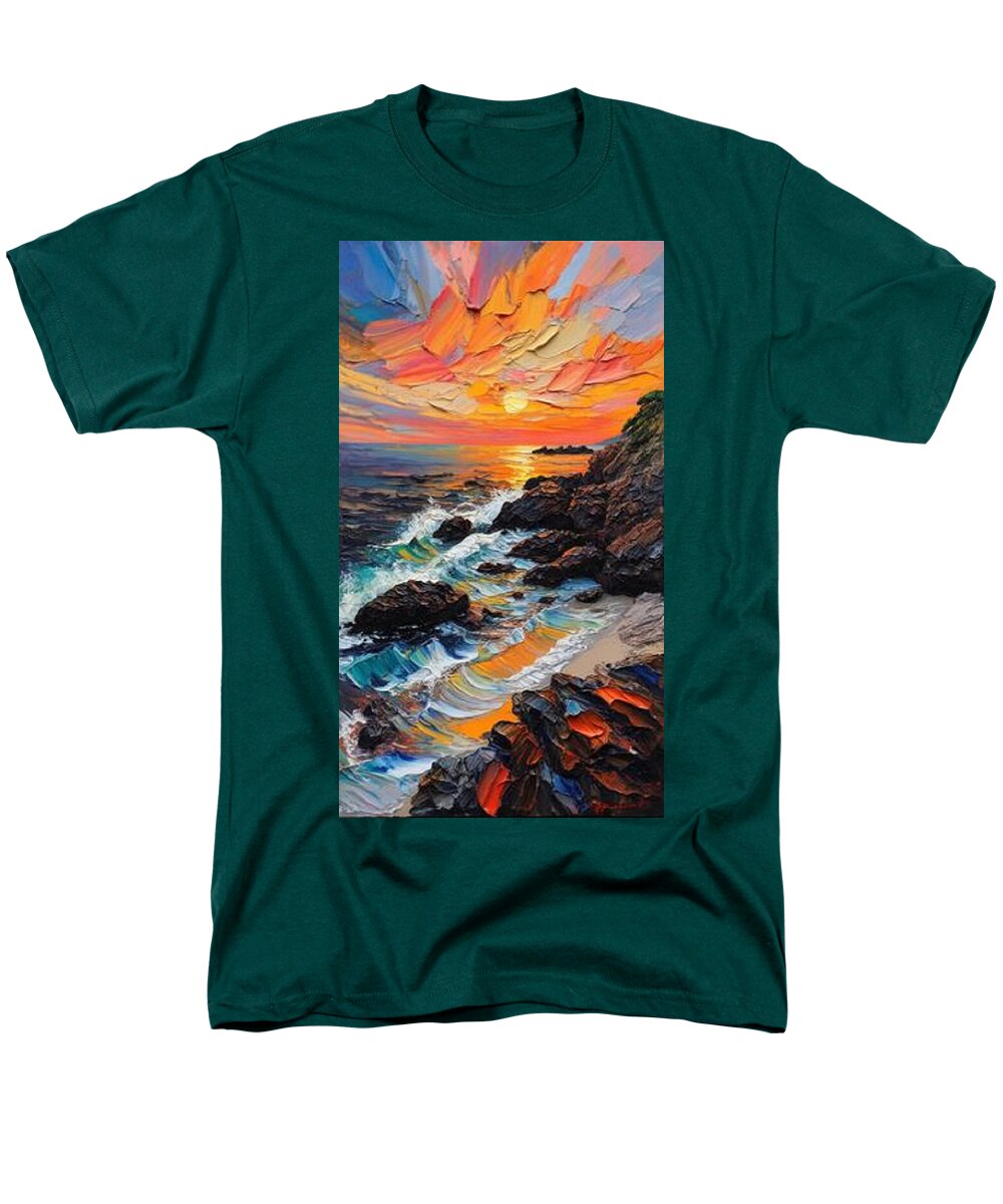 Sun Glow on a Rocky Shore - Men's T-Shirt  (Regular Fit)