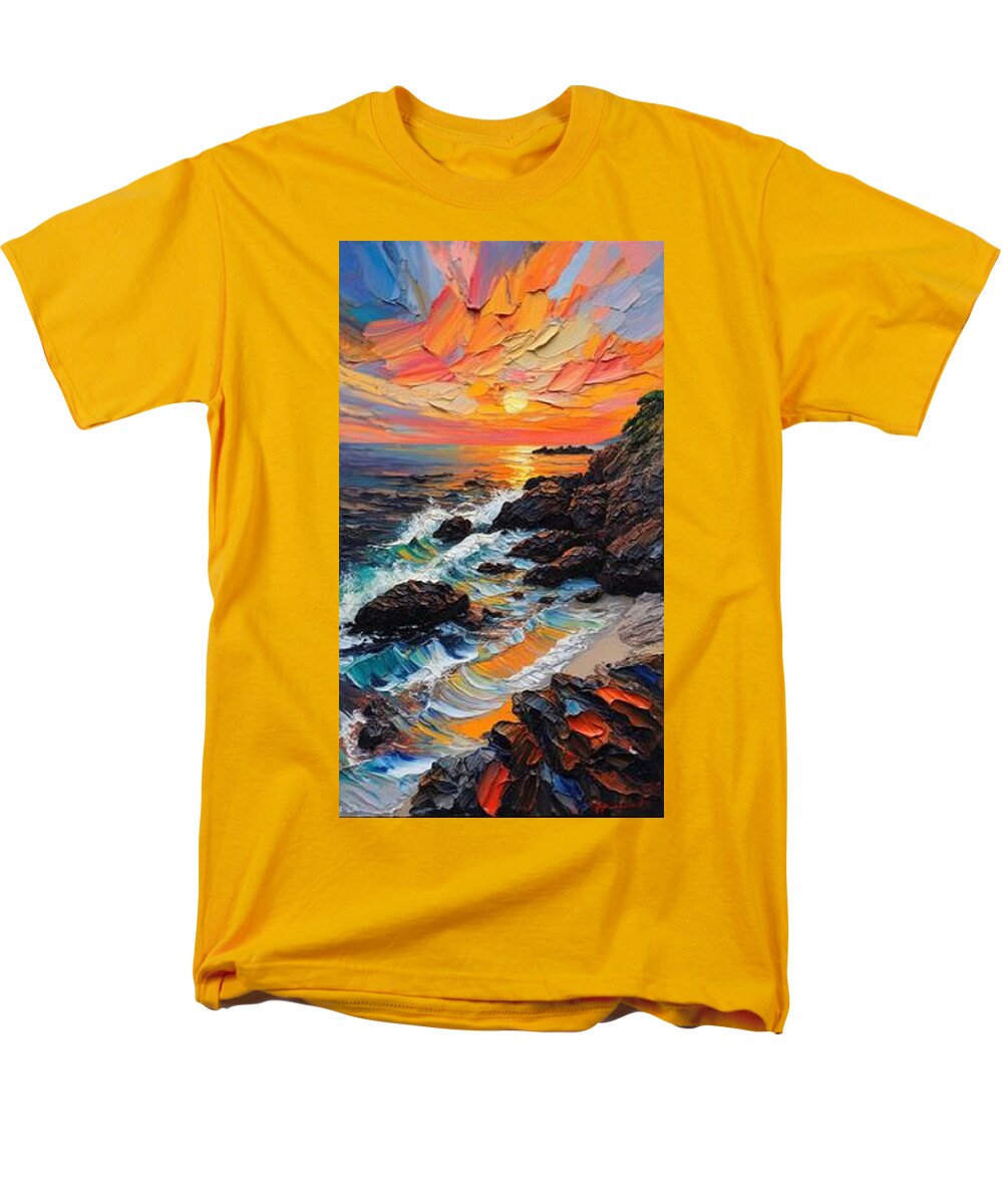 Sun Glow on a Rocky Shore - Men's T-Shirt  (Regular Fit)