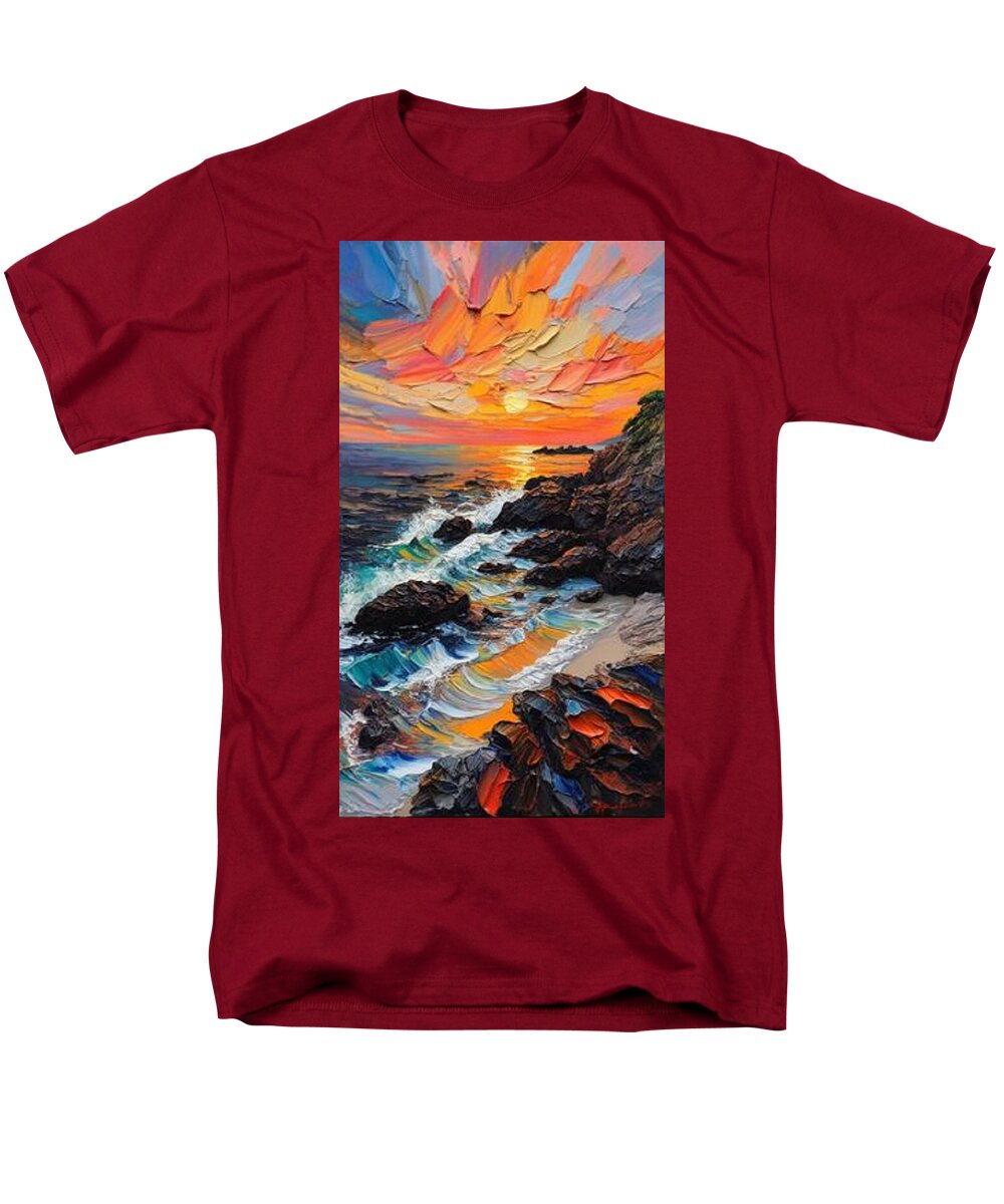Sun Glow on a Rocky Shore - Men's T-Shirt  (Regular Fit)