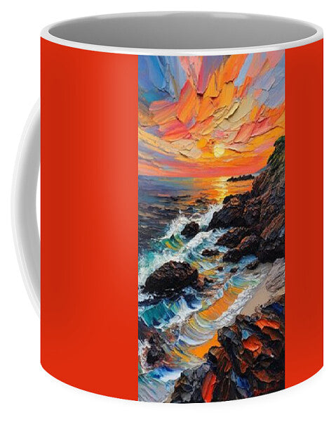 Sun Glow on a Rocky Shore - Mug