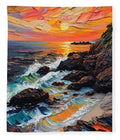 Sun Glow on a Rocky Shore - Blanket