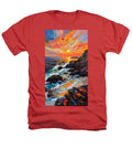 Sun Glow on a Rocky Shore - Heathers T-Shirt