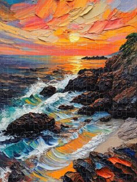 Sun Glow on a Rocky Shore - Puzzle