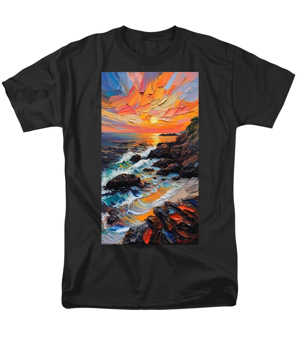 Sun Glow on a Rocky Shore - Men's T-Shirt  (Regular Fit)